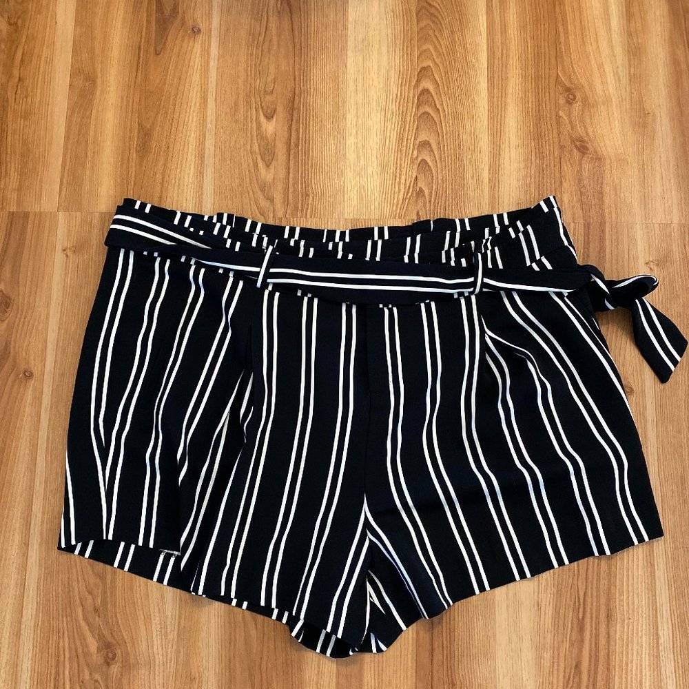 Torrid Women's Black/White Striped Pleated Shorts Sz 22